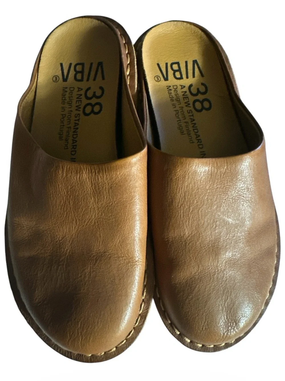 VIBAe Roma leather mules in cognac brown NEW Size EU 38 - Picture 3 of 5